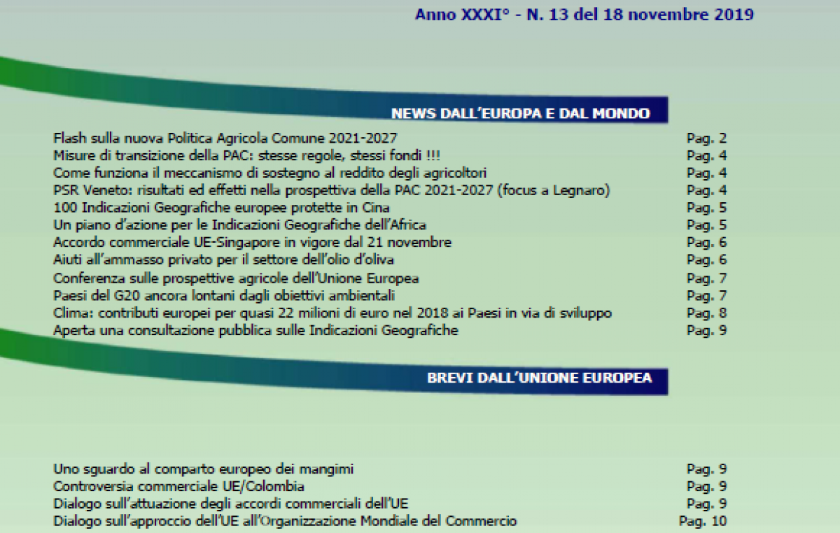 VENETO AGRICOLTURA EUROPA N. 13/2019