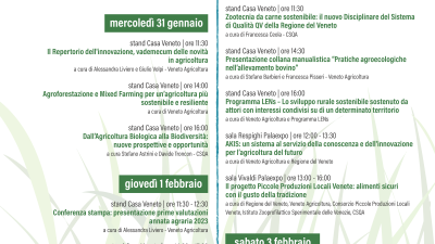 REGIONE DEL VENETO E VENETO AGRICOLTURA PRESENTI A FIERAGRICOLA 2024 padiglione 4 stand D4 CON IL FORMAT CASA VENETO E UN RICCO PROGRAMMA DI INCONTRI